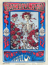 thumbnail link to original 1966 Stanley Mouse and Alton Kelley Grateful Dead Family Dog rose skeleton poste, 2nd printingr