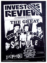 thumbnail link to original Virgin Records promo poster Sex Pistols Investors Review