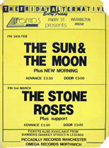  original 1989 Stones Rose Sun and the Moon Feb/March 1989 gig poster.