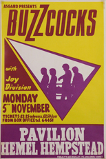  original 1979 Buzzcocks with Joy Division Hemel Hempstead concert poster.