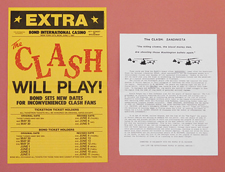 original concerts flyer 1981 The Clash at Bonds International Casino