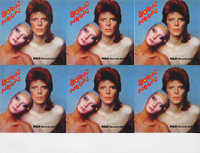 thumbnail link to original David Bowie RCA 1973 Pin Ups uncut sheet of 6 promo stickers.